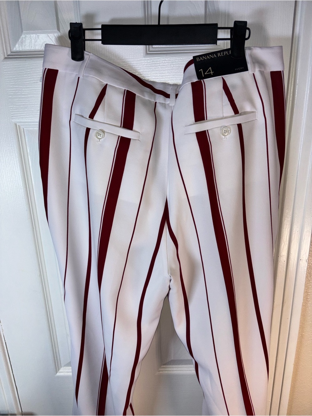 Banana Republic White Pants with Burgundy Vertical Stripes - Picture 11 of 13